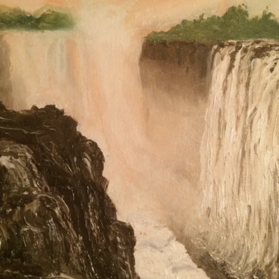 Waterfall oil painting