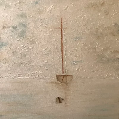 Oil painting of sailboat